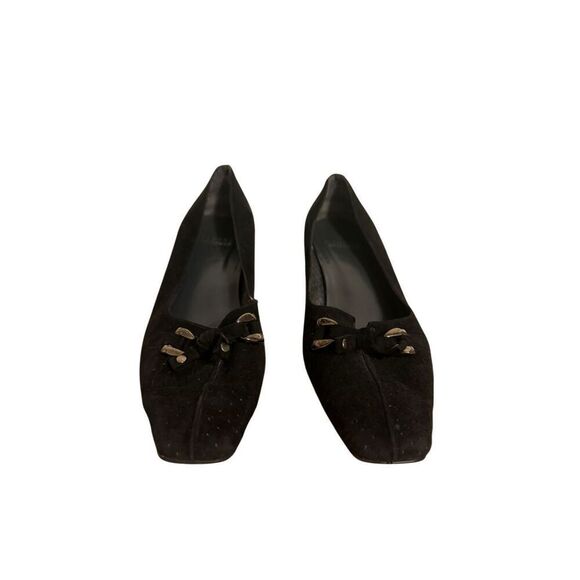 Vintage Stuart Weitzman Velvet Black Closed Toe Perforated Shoes Size 6 1/2 - Picture 2 of 10